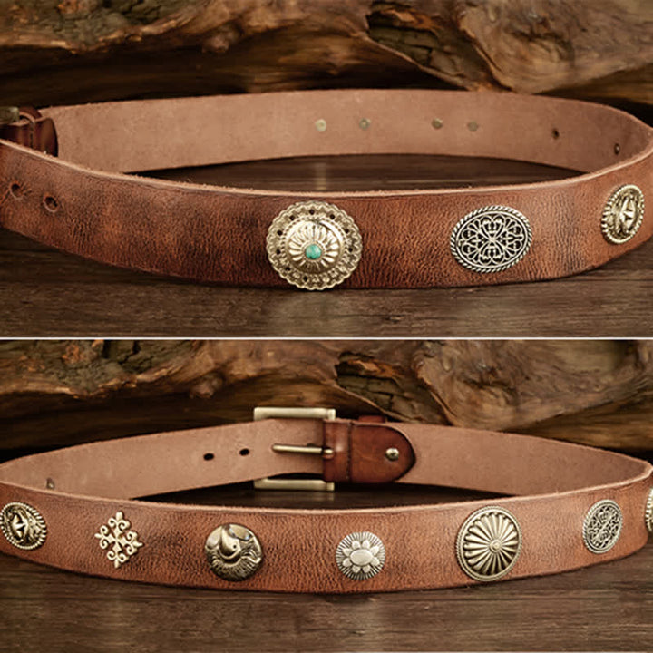 Ceinture en cuir cloutée style punk heavy metal pour homme