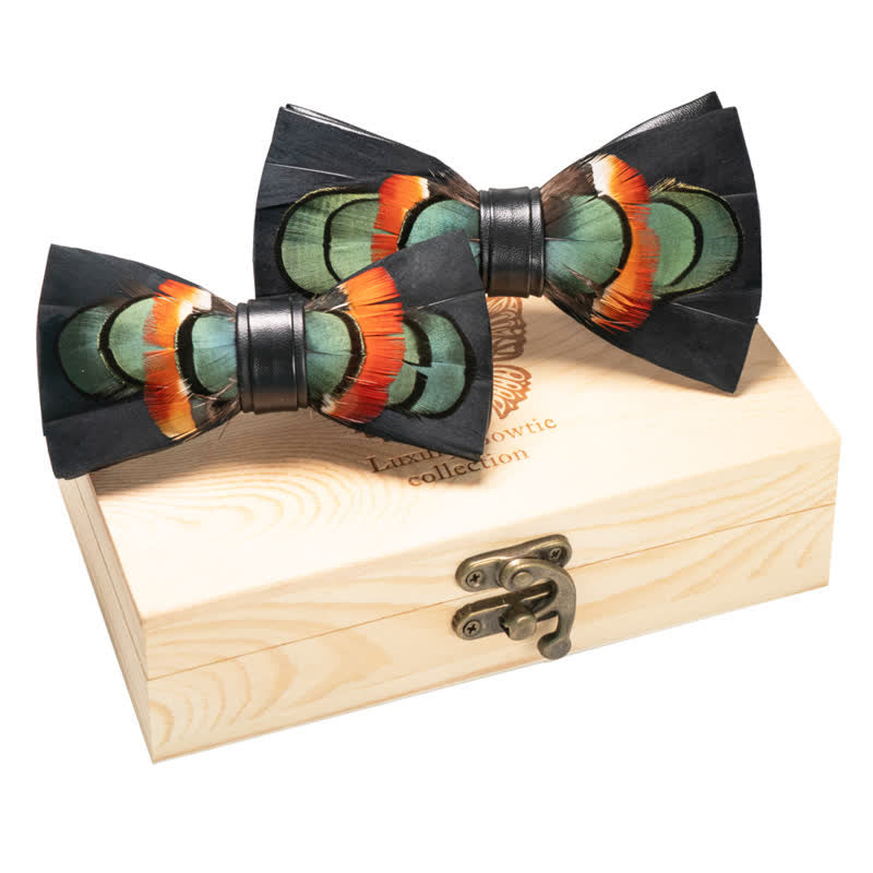 Ensemble de 2 nœuds papillons noirs et bleu sarcelle pour parent-enfant