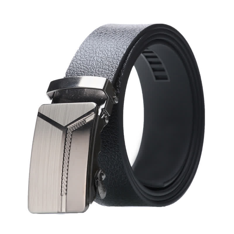 Ceinture en cuir noir à boucle automatique pour homme