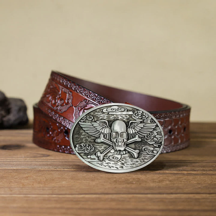 Ceinture en cuir avec boucle créative pour porte-bière en forme d'ange et de crâne pour homme