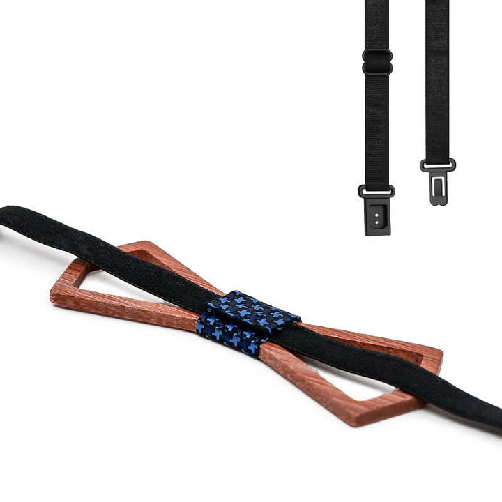 Ensemble de 3 nœuds papillon en bois sculpté creux pour hommes