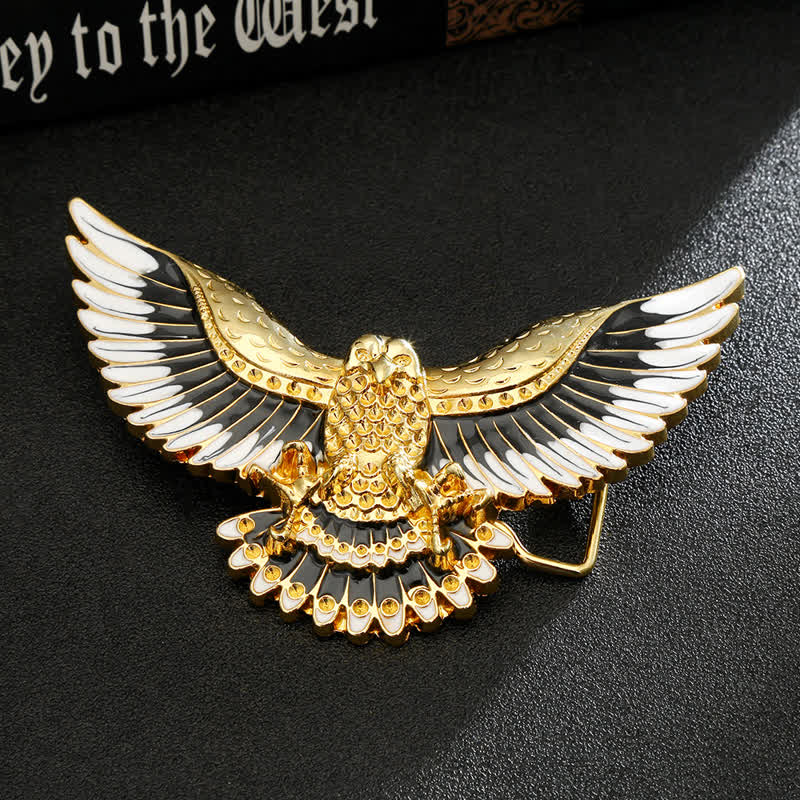 Ceinture en cuir à boucle pour homme avec ailes déployées et motif aigle royal