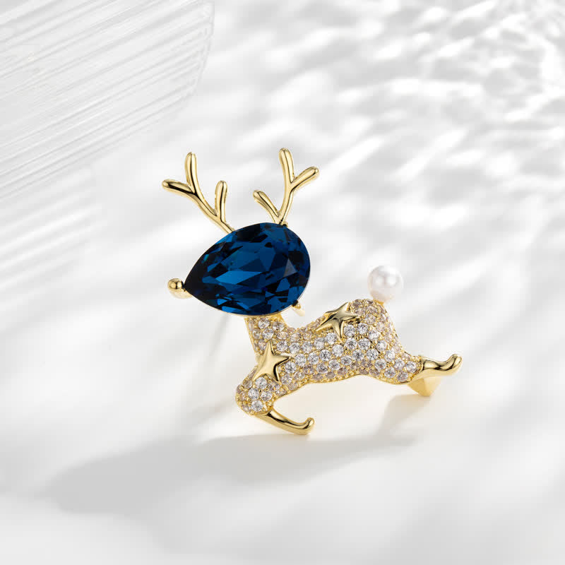 Broche en perles pour femme en forme de petit élan