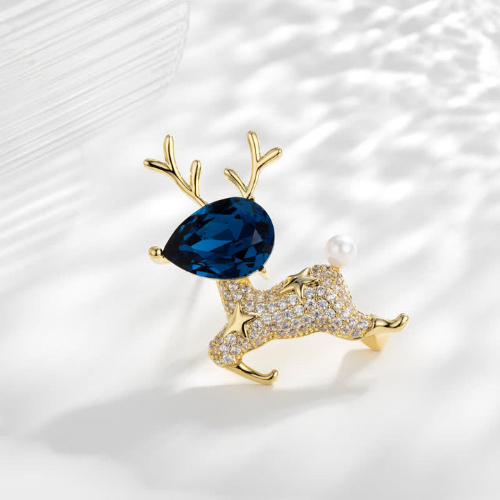 Broche en perles pour femme en forme de petit élan