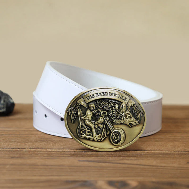 Ceinture en cuir avec boucle porte-bière créative pour moto pour homme