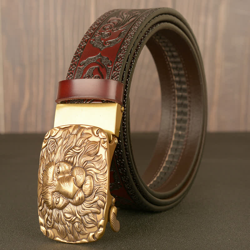 Ceinture en cuir à tête de lion pour homme Honor