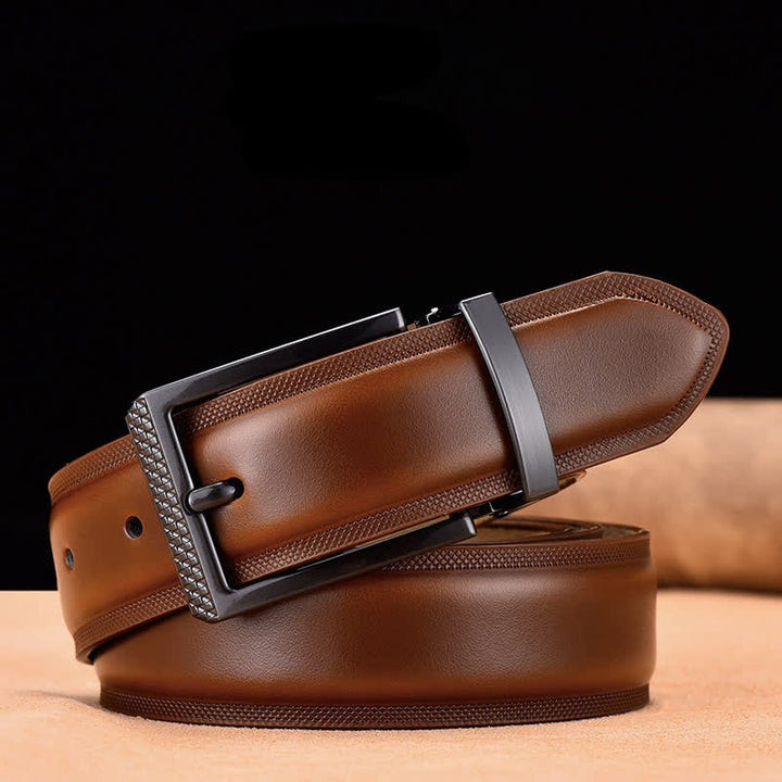 Ceinture en cuir noir et argent noble pour homme