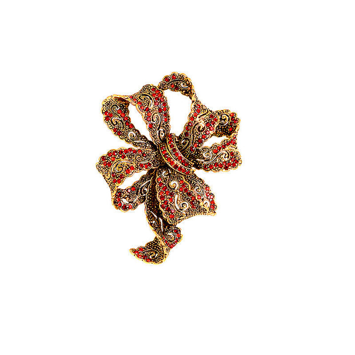 Broche en zircone pour femme avec noeud style bohème vintage