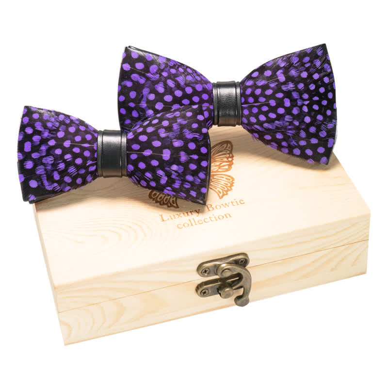 Lot de 2 nœuds papillons à pois violet foncé pour parent-enfant