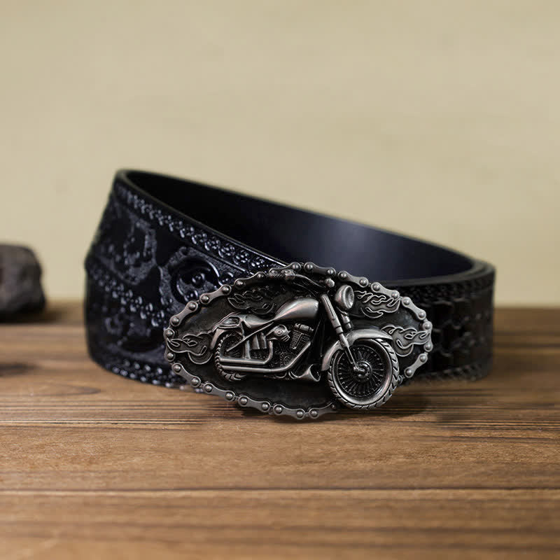 Ceinture en cuir avec boucle de moto pour homme, motif locomotive