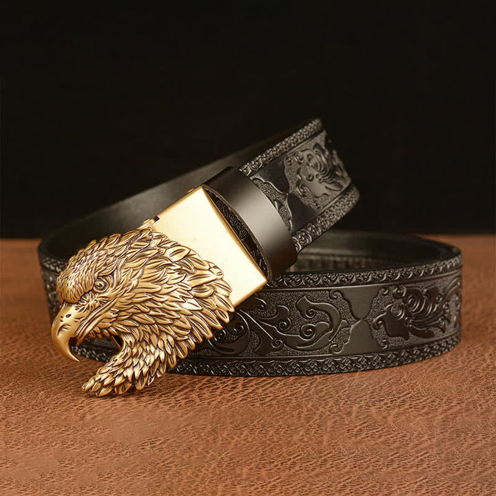 Ceinture en cuir à tête d'aigle tridimensionnelle pour homme