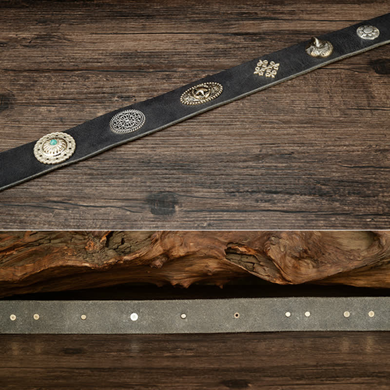 Ceinture en cuir cloutée style punk heavy metal pour homme