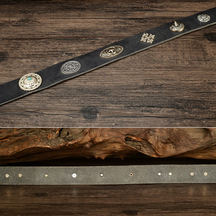 Ceinture en cuir cloutée style punk heavy metal pour homme