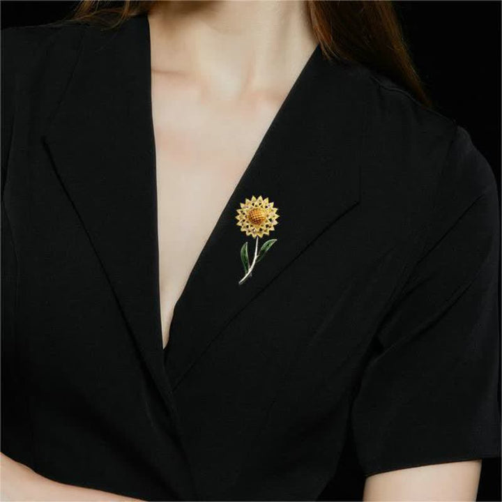 Broche tournesol en or pour femme