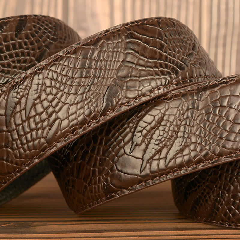 Ceinture en cuir motif crocodile pour homme, motif bœuf géant