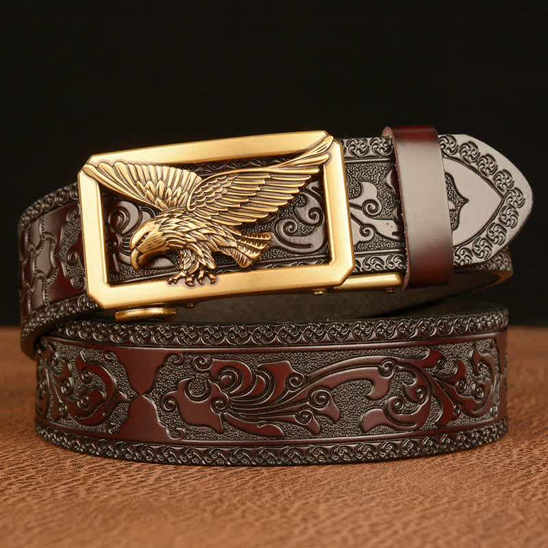 Ceinture en cuir à boucle creuse vintage pour homme