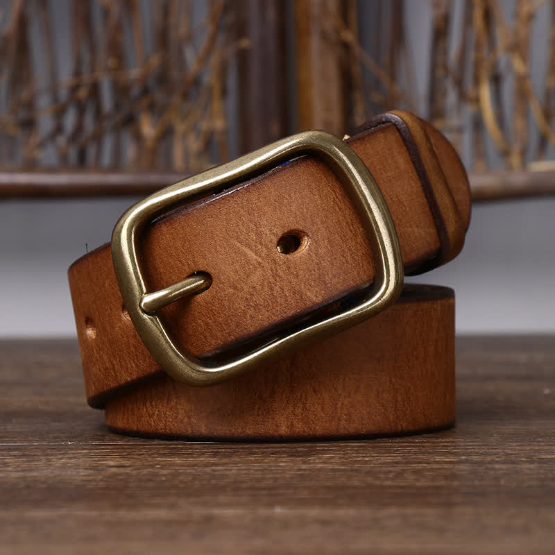 Ceinture en cuir de vachette pur épais vintage pour homme