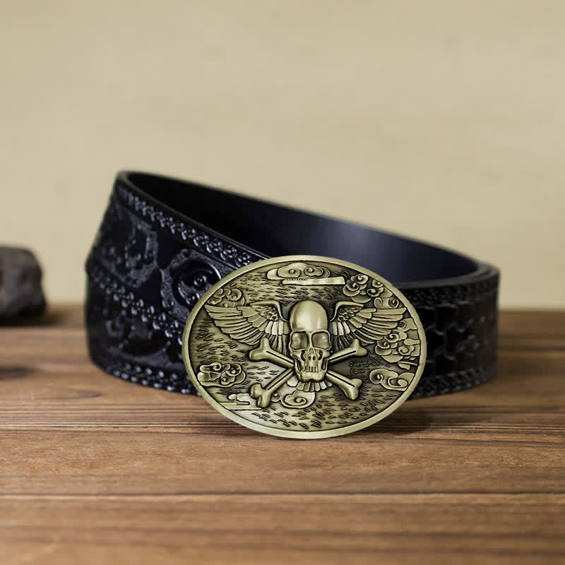 Ceinture en cuir avec boucle créative pour porte-bière en forme d'ange et de crâne pour homme