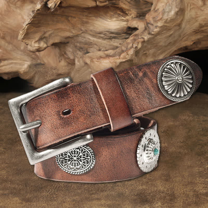 Ceinture en cuir cloutée style punk heavy metal pour homme