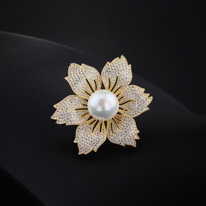 Broche Bauhinia de luxe en perles brillantes pour femme