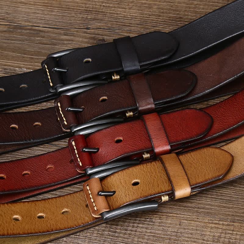Ceinture en cuir de cowboy brillant et rétro pour homme