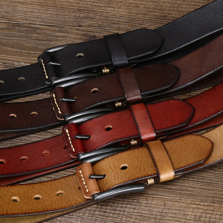 Ceinture en cuir de cowboy brillant et rétro pour homme