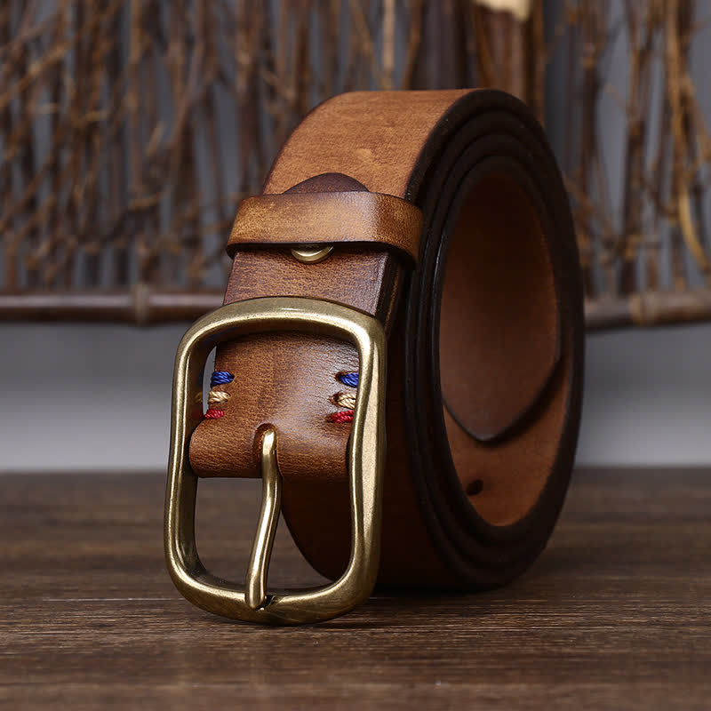 Ceinture en cuir de vachette pur épais vintage pour homme