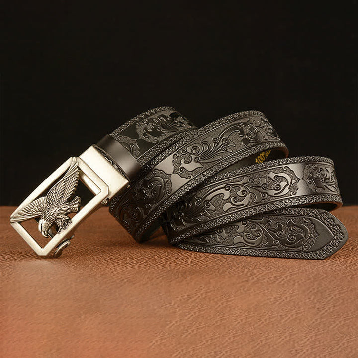 Ceinture en cuir à boucle creuse vintage pour homme