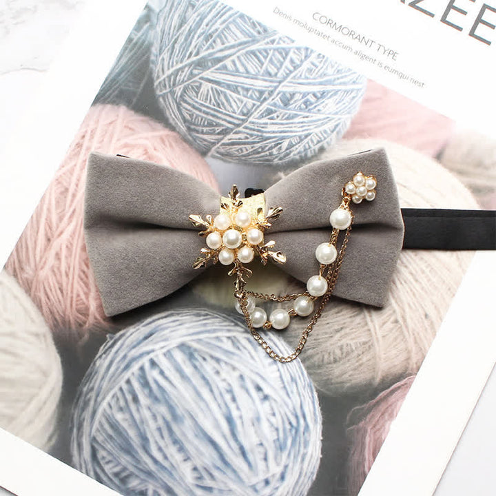 Nœud papillon uni en chaîne de flocon de neige et perles pour homme