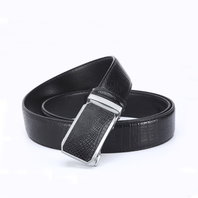 Ceinture en cuir de luxe à motif peau de crocodile pour homme
