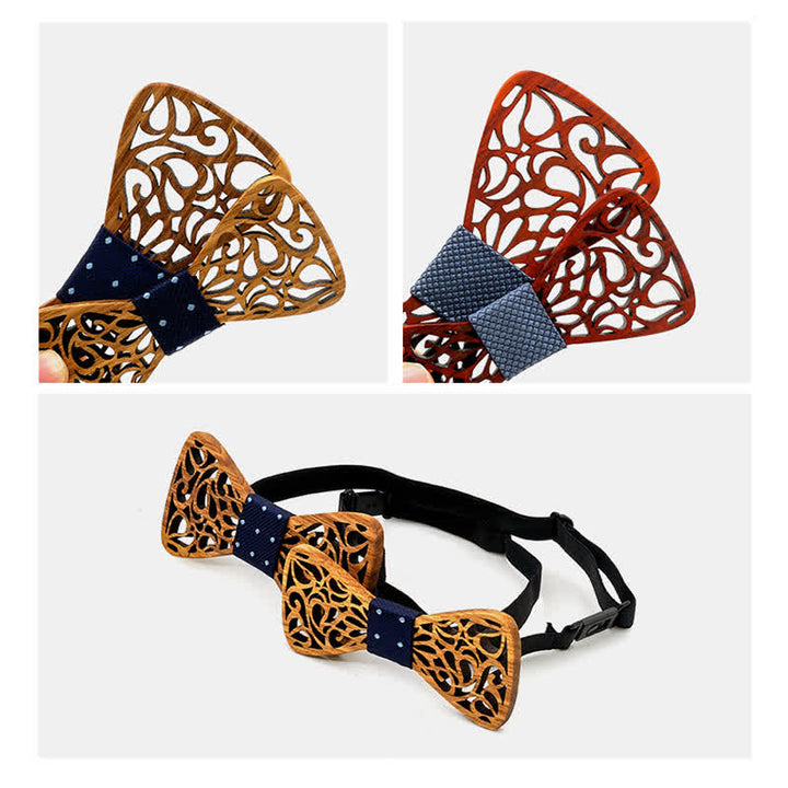 Lot de 2 nœuds papillon en bois creux parent-enfant pour homme