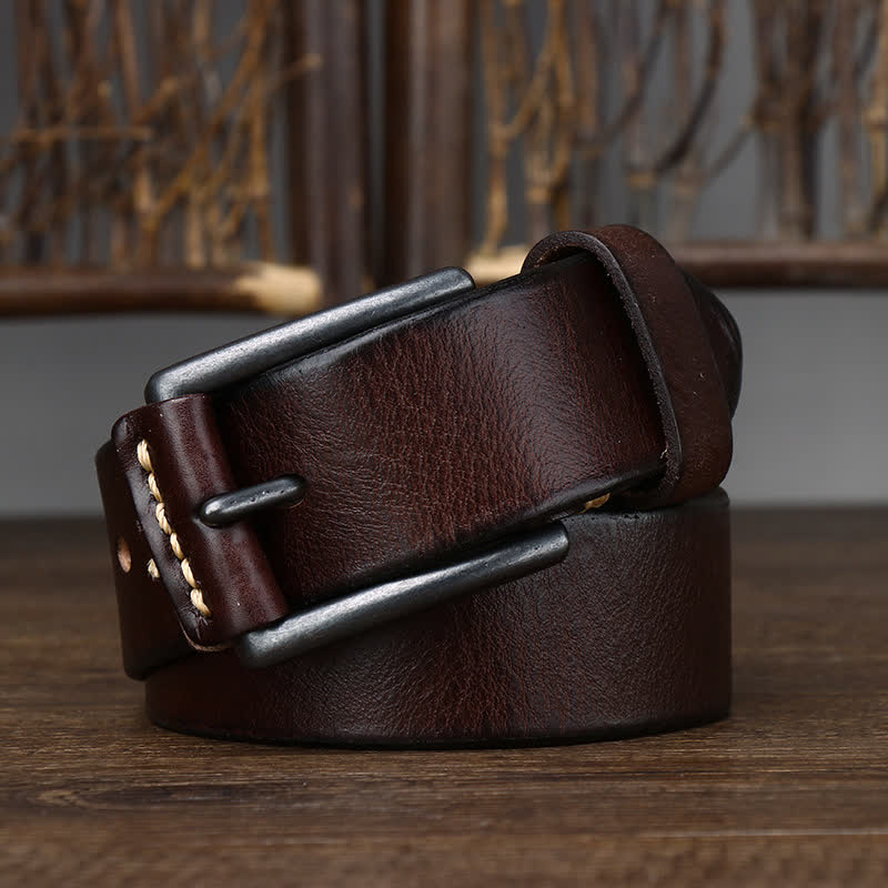 Ceinture en cuir de cowboy brillant et rétro pour homme