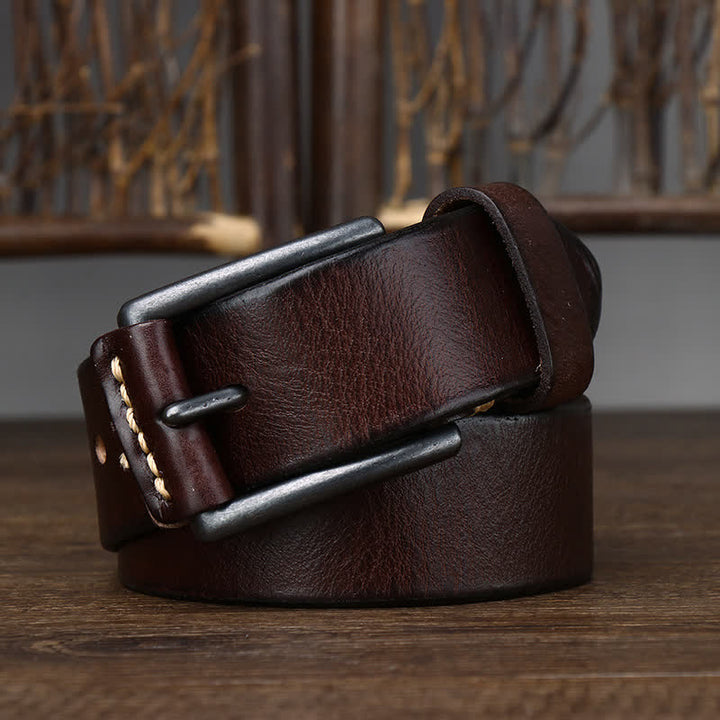 Ceinture en cuir de cowboy brillant et rétro pour homme