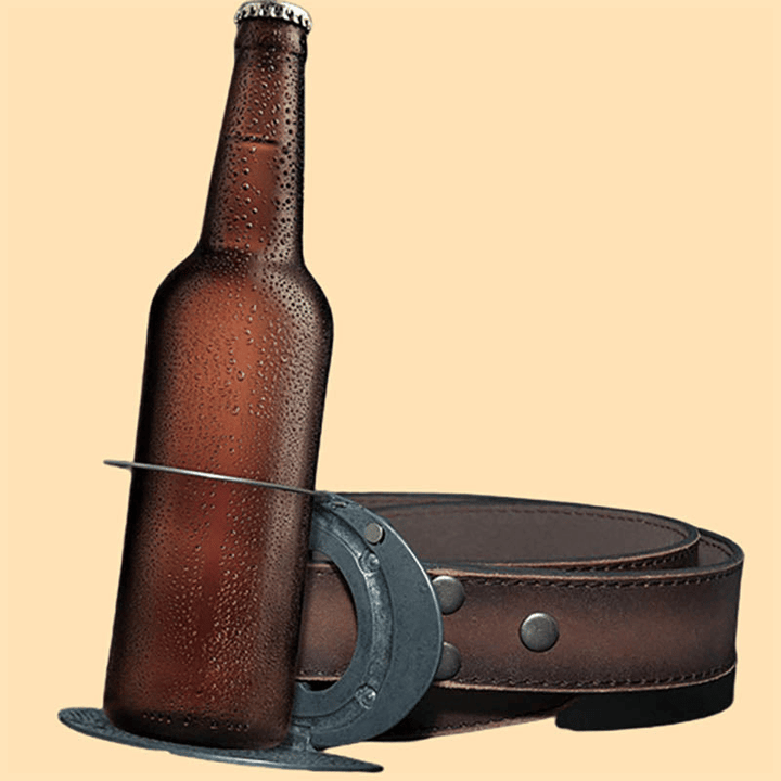 Ceinture en cuir avec boucle créative pour porte-bière et drapeau américain pour homme