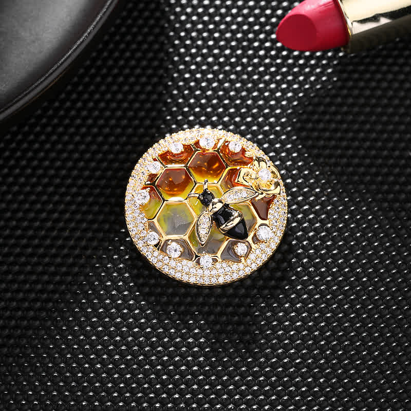 Broche nid d'abeille pour femme en forme de ruche d'abeilles