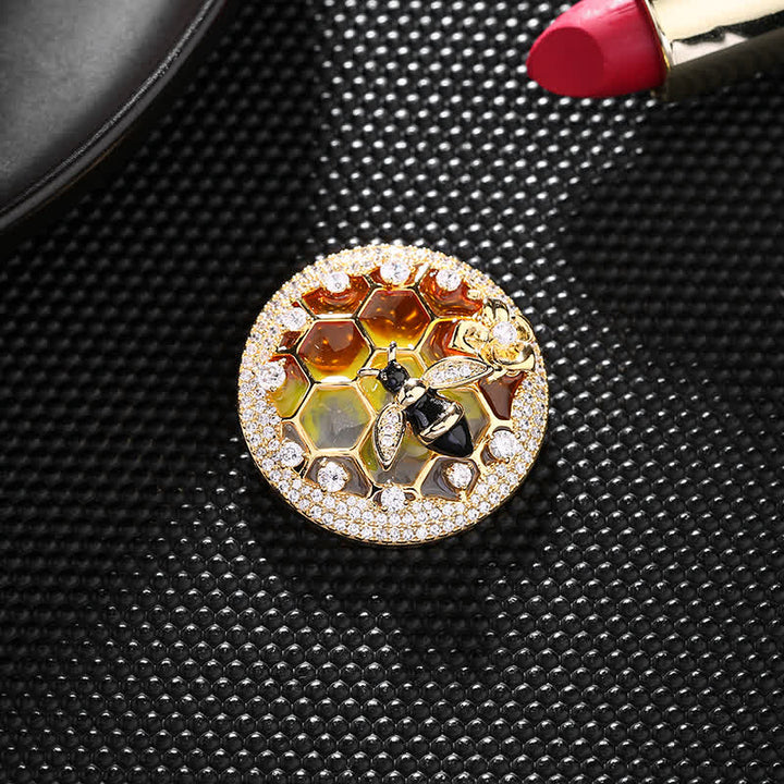 Broche nid d'abeille pour femme en forme de ruche d'abeilles