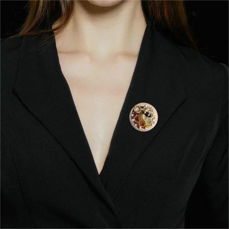 Broche nid d'abeille pour femme en forme de ruche d'abeilles