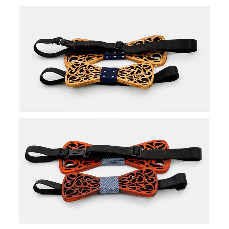Lot de 2 nœuds papillon en bois creux parent-enfant pour homme