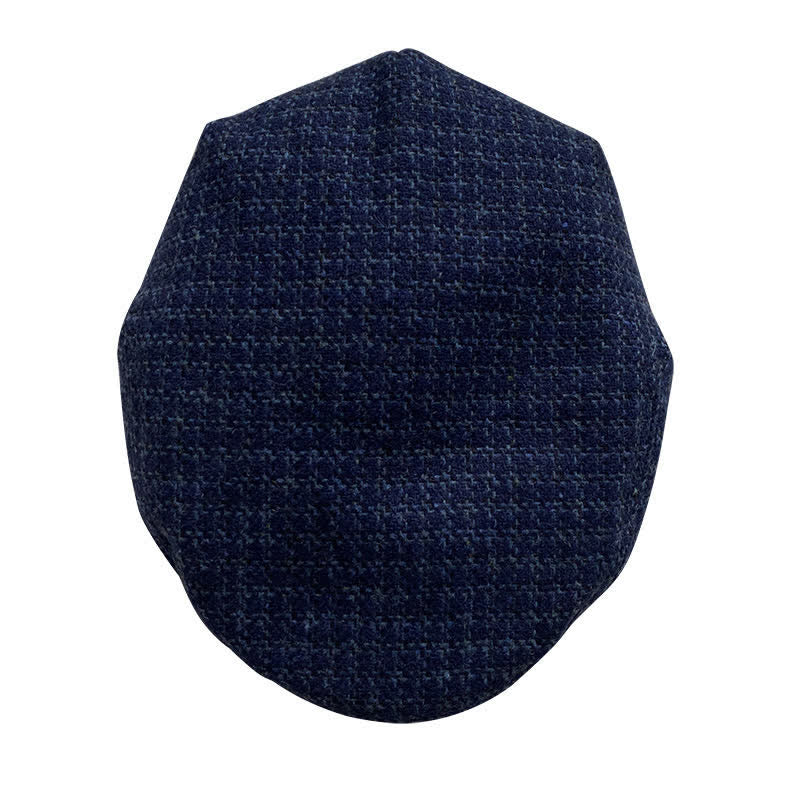 Casquette béret automne-hiver à carreaux bleu marine