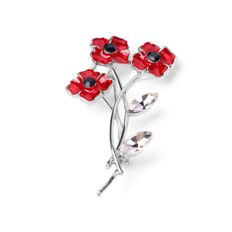 Broche unisexe en forme de bouquet de coquelicots rouges