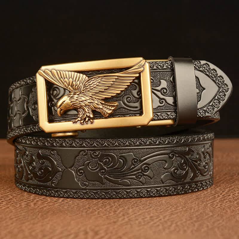 Ceinture en cuir à boucle creuse vintage pour homme