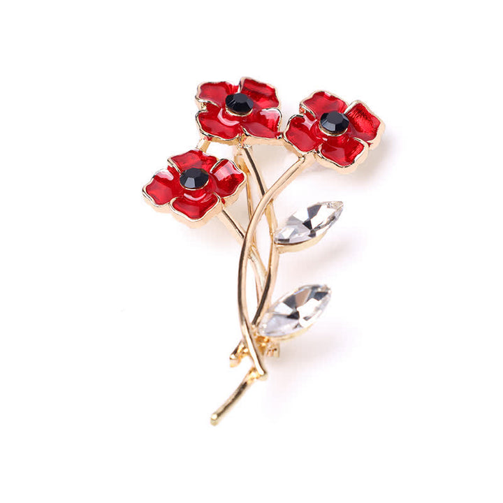 Broche unisexe en forme de bouquet de coquelicots rouges