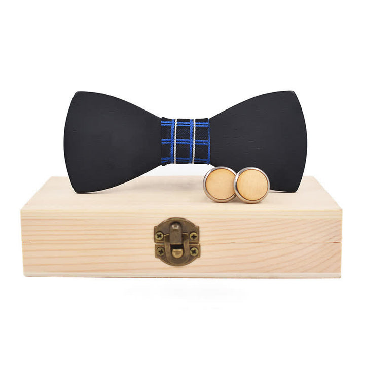 Lot de 2 boutons de manchette en bois noir pour homme