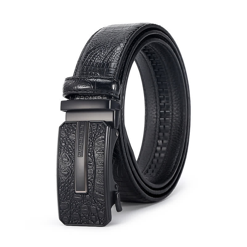 Ceinture en cuir de luxe à motif peau de crocodile pour homme