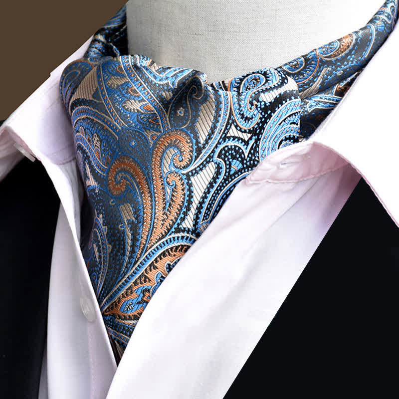 Cravate à motif cachemire et motif floral pour homme, bleu acier, idéal pour un bal de promo