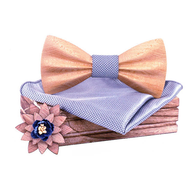 Ensemble de 3 nœuds papillon en bois sculptés à la main pour hommes