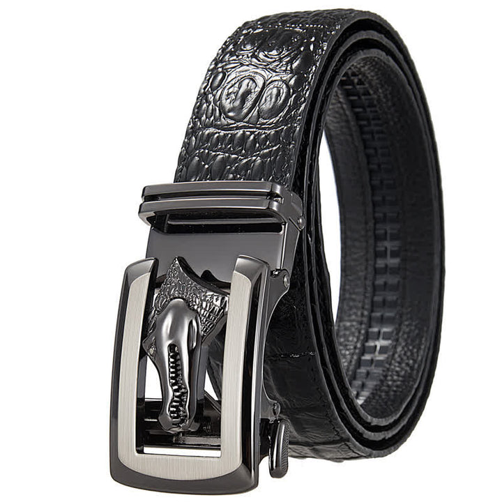Ceinture en cuir imprimé crocodile à boucle automatique creuse pour homme