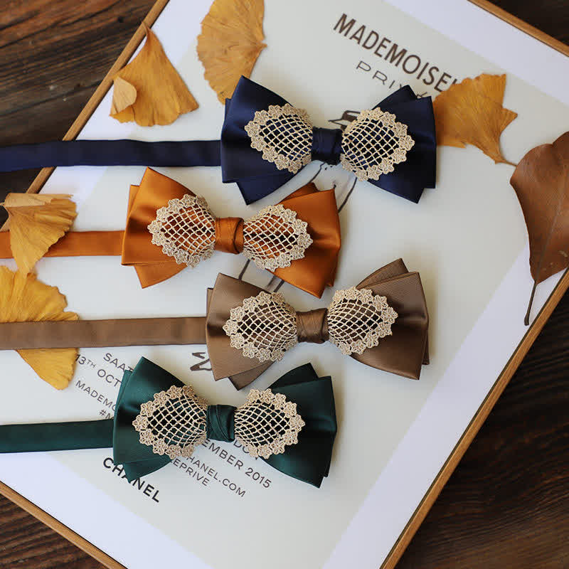 Nœud papillon élégant en dentelle fleurie pour homme