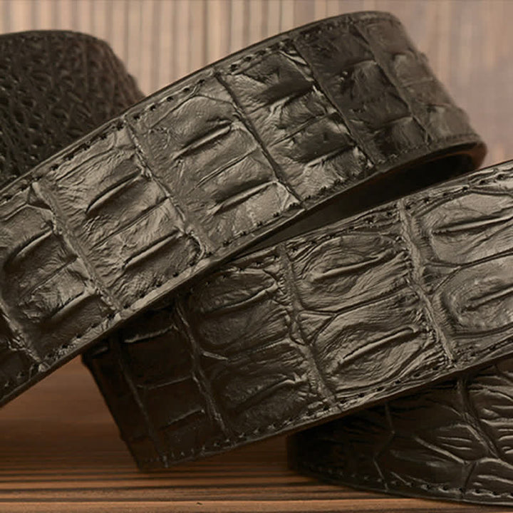 Ceinture en cuir gaufré crocodile tête d'aigle pour homme