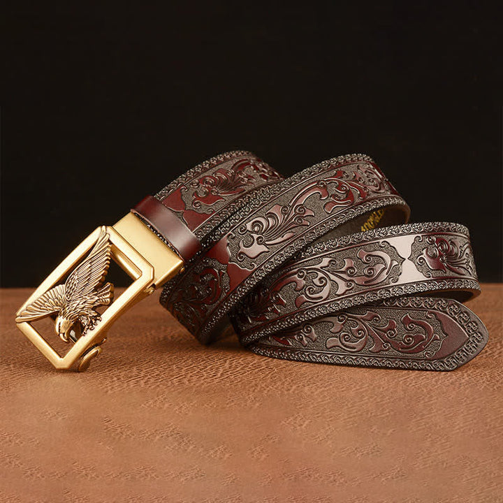 Ceinture en cuir à boucle creuse vintage pour homme